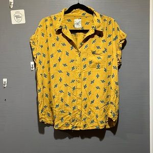 XL Cotton Rye Mustard Gold Short Sleeve Shirt